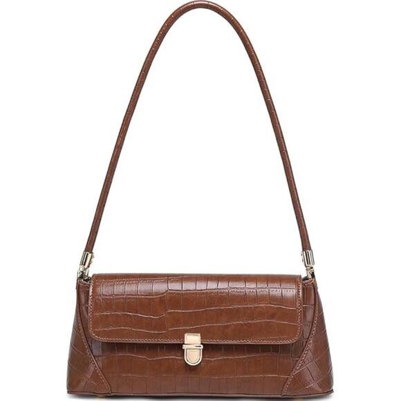 Women Crocodile Coffee Imported Vintage Retro Cute Hobo Tote Mini Clutch Bags - Picture 1 of 4